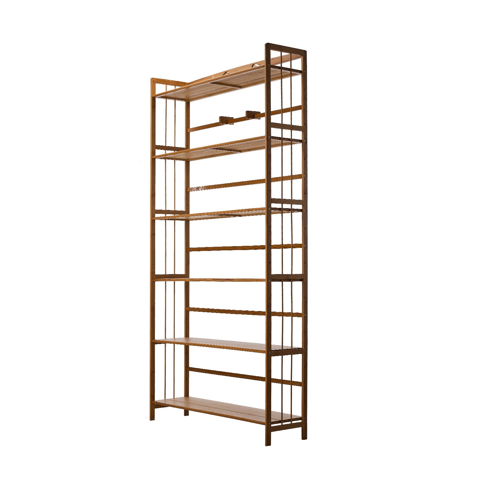 Oikiture 6-tier Bamboo Bookshelf Bookcase Adjustable Display Shelf Storage Rack - Sunyee
