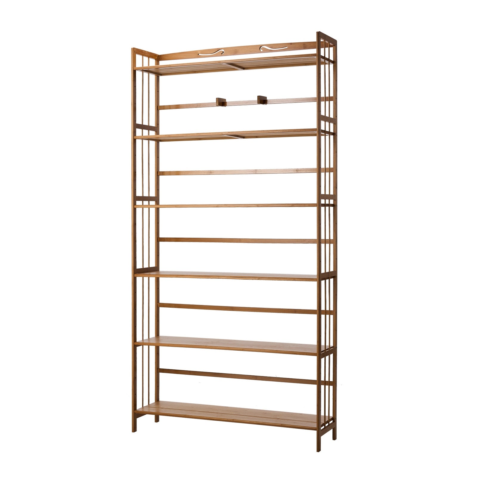 Oikiture 6-tier Bamboo Bookshelf Bookcase Adjustable Display Shelf Storage Rack - Sunyee