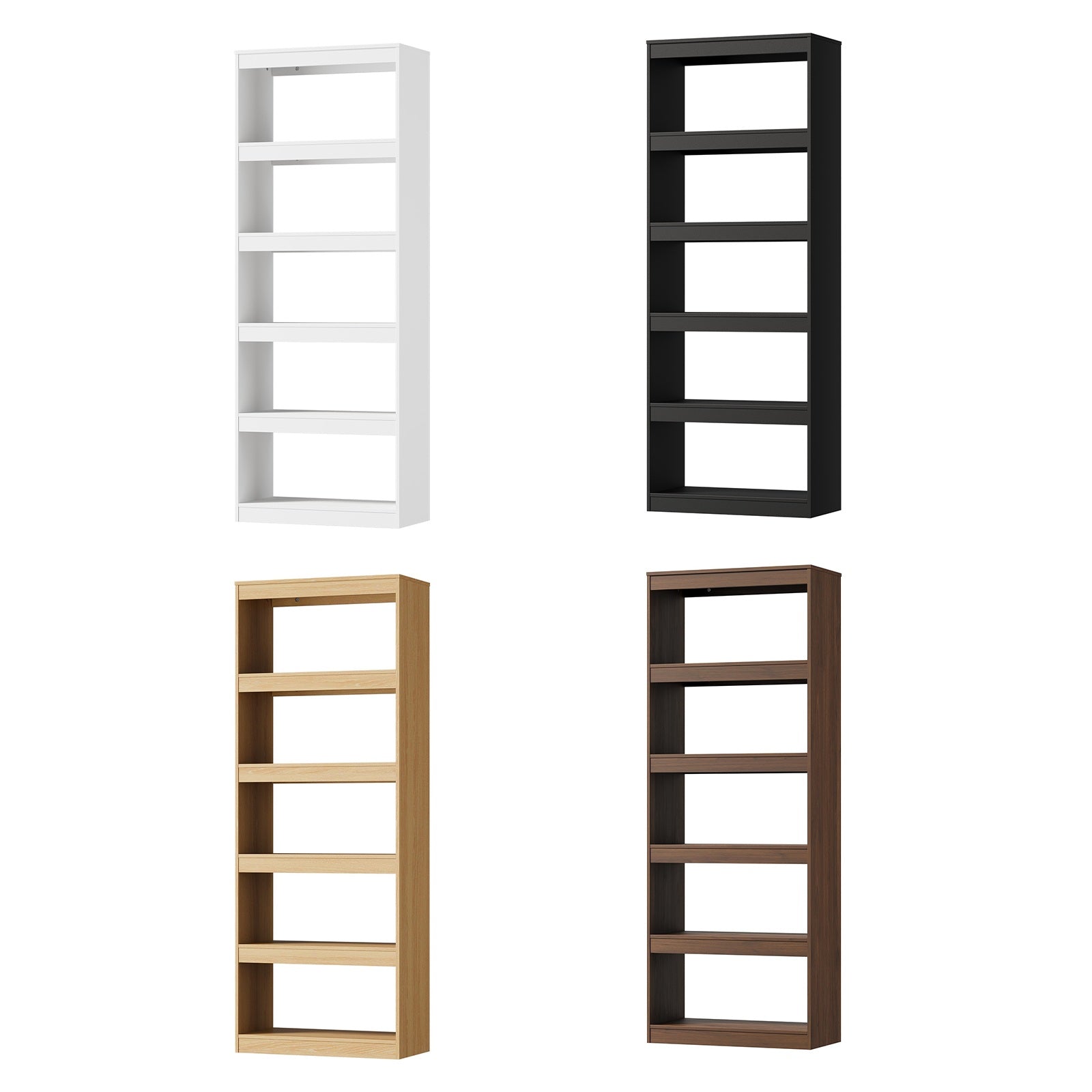 Oikiture 5 Tier Bookshelf Bookcase Display Shelf Open Storage Cabinet