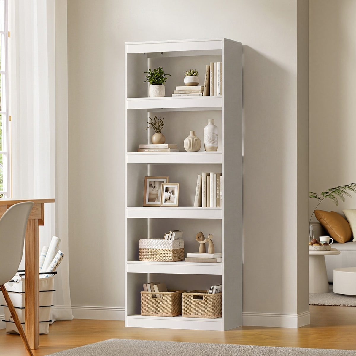 Oikiture 5 Tier Bookshelf Bookcase Display Shelf Open Storage Cabinet