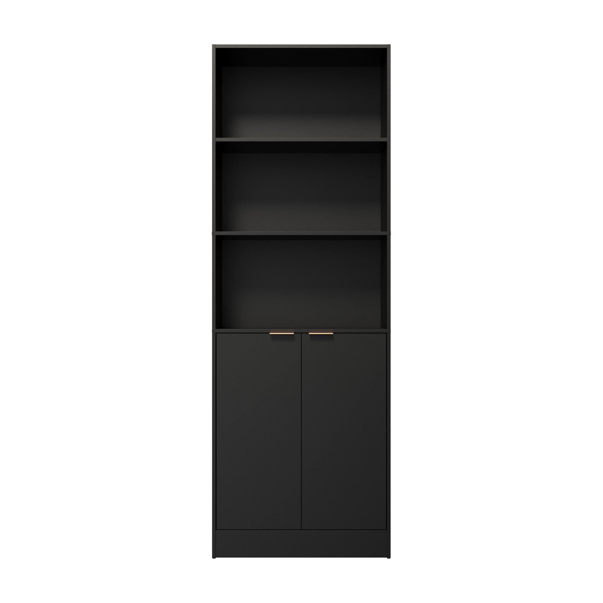 Oikiture Tall Bookcase Display Shelf 2 Door Adjustable Storage Cabinet Black