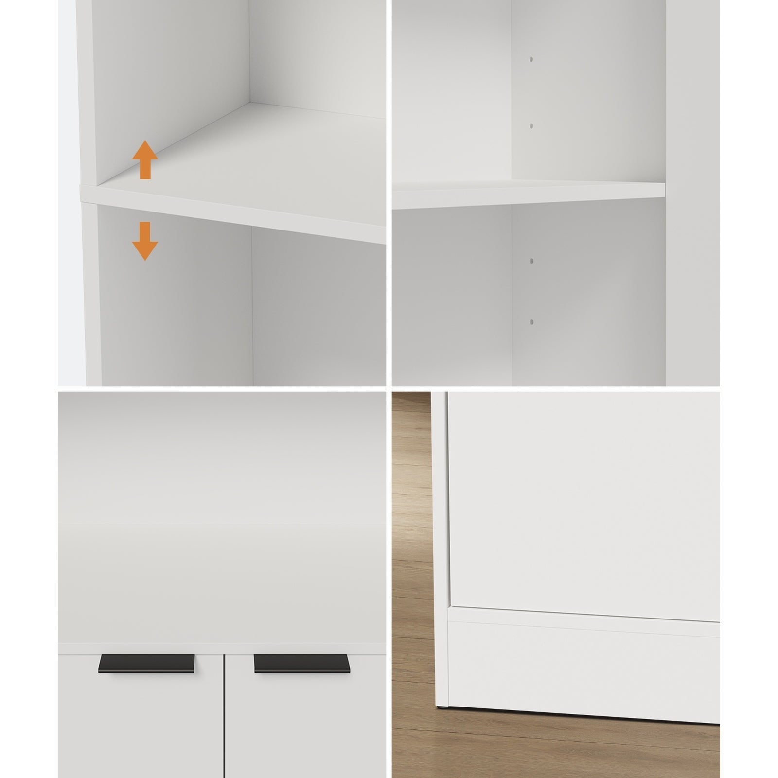 Oikiture Tall Bookcase Display Shelf 2 Door Adjustable Storage Cabinet White