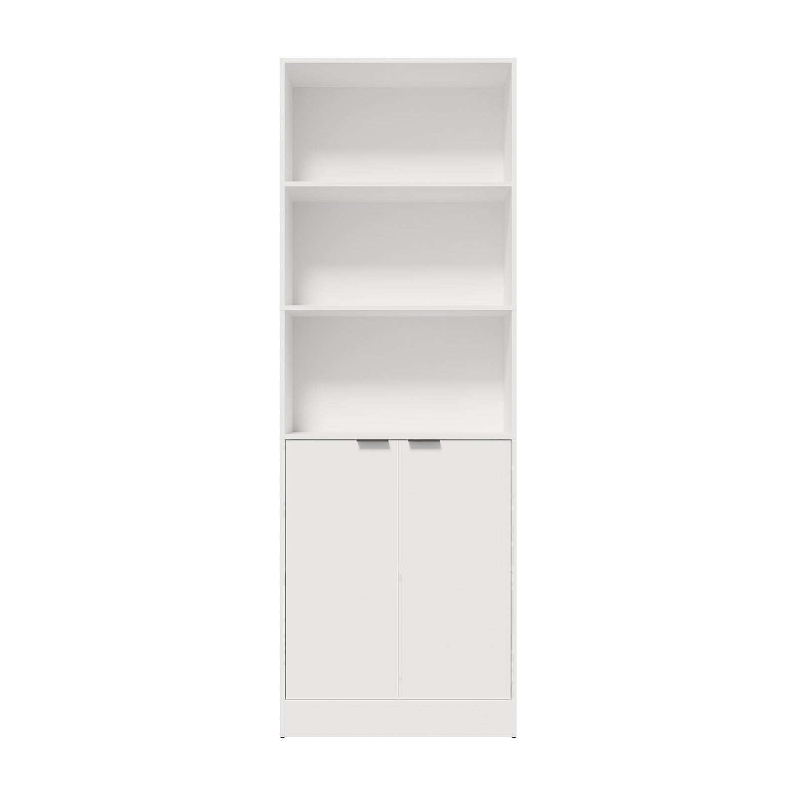Oikiture Tall Bookcase Display Shelf 2 Door Adjustable Storage Cabinet White