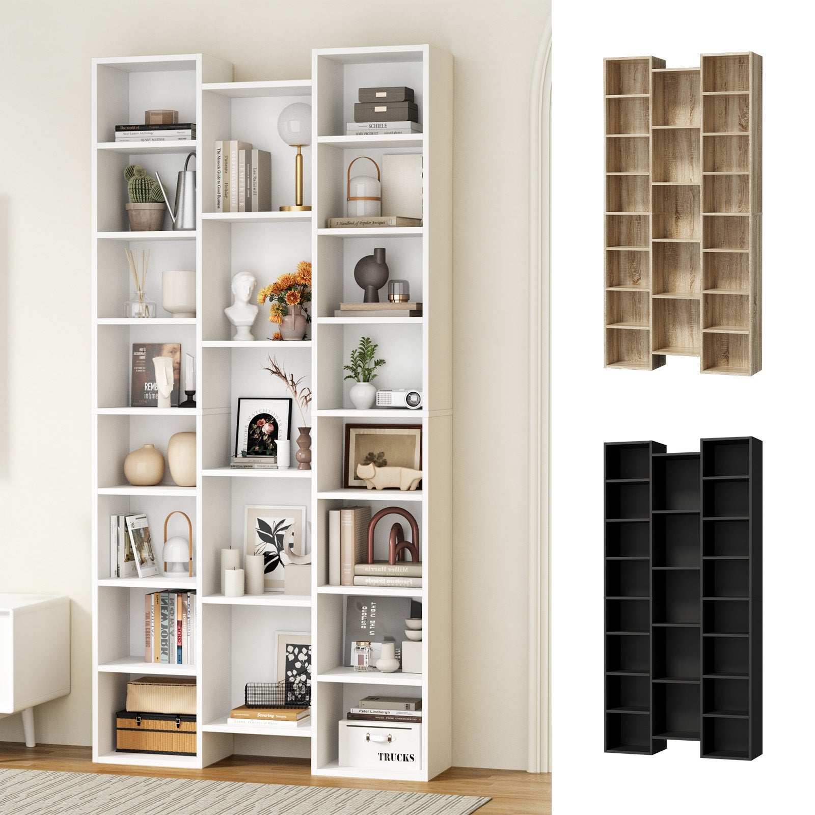 Oikiture Bookshelf Display Shelf CD DVD Storage Media Rack Stand Bookcase