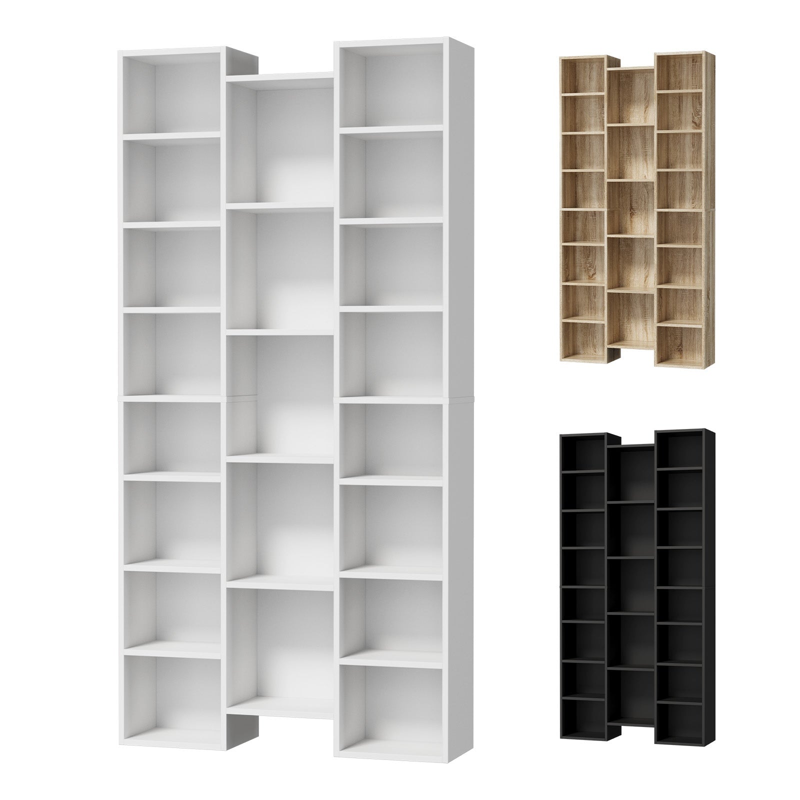 Oikiture Bookshelf Display Shelf CD DVD Storage Media Rack Stand Bookcase