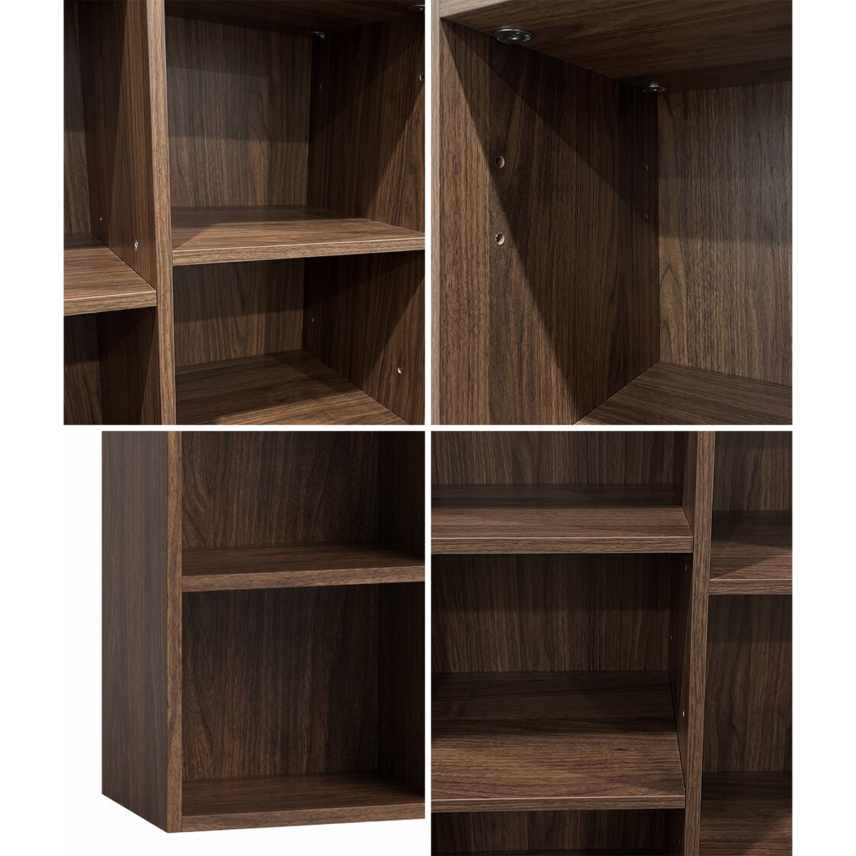 Oikiture Bookshelf Display Shelf CD DVD Storage Media Rack Stand Bookcase Walnut