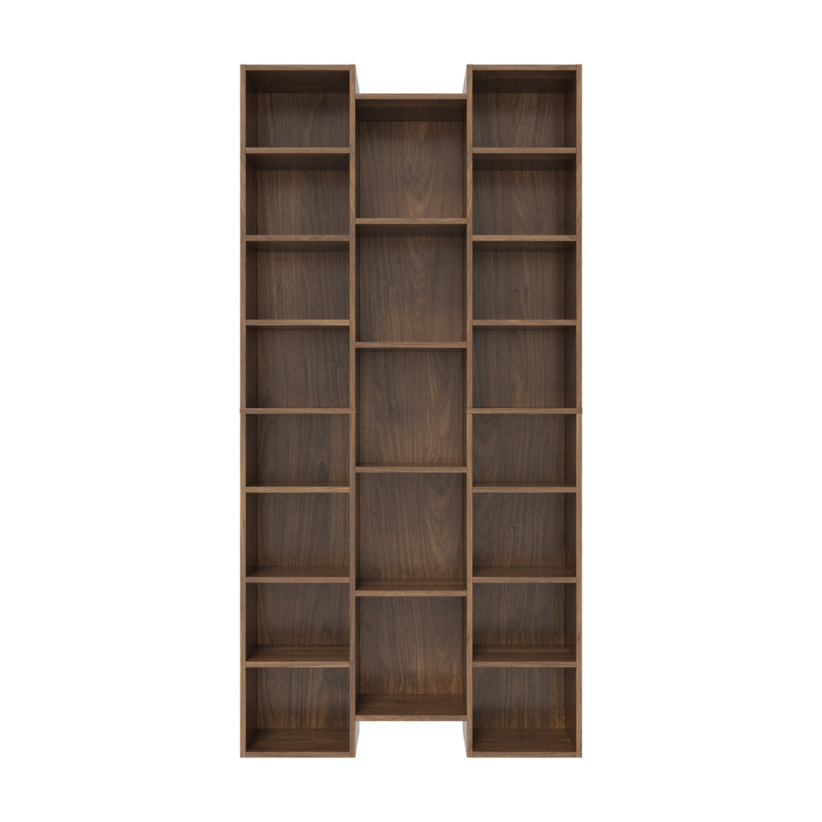Oikiture Bookshelf Display Shelf CD DVD Storage Media Rack Stand Bookcase Walnut
