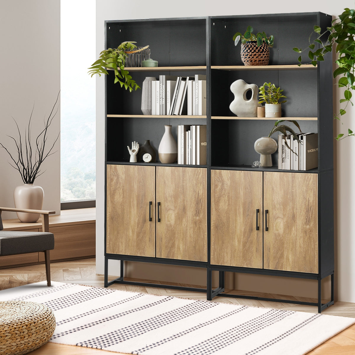 Oikiture Display Shelf 5-Tier Storage Shelves Bookshelf Bookcase Cupboard - Sunyee