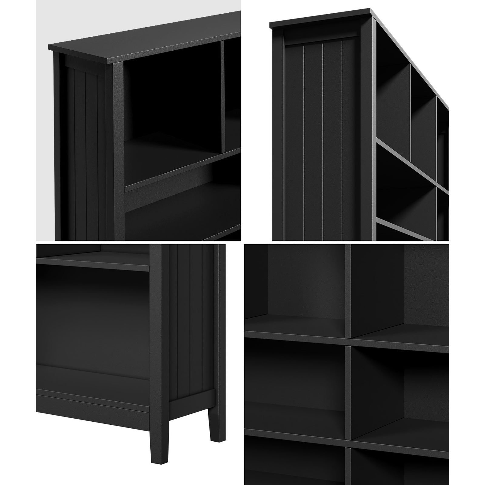 Oikiture Bookshelf Bookcase Display Shelf 4-Tier Storage Cabinet Black - Sunyee