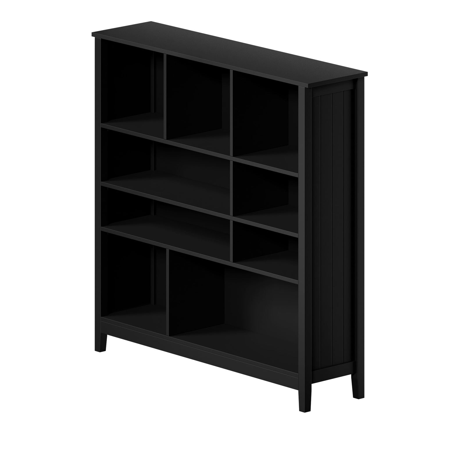 Oikiture Bookshelf Bookcase Display Shelf 4-Tier Storage Cabinet Black - Sunyee