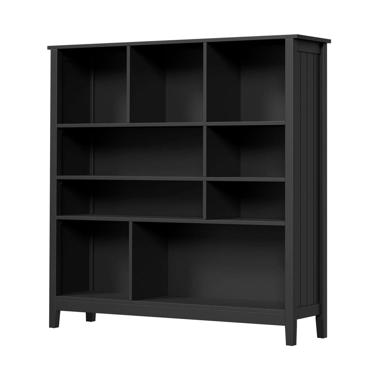 Oikiture Bookshelf Bookcase Display Shelf 4-Tier Storage Cabinet Black - Sunyee
