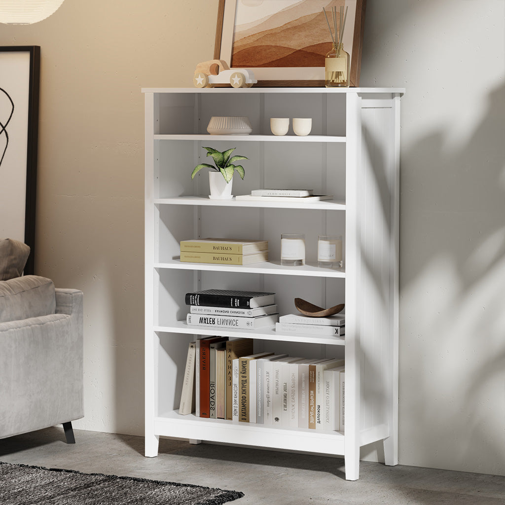 Oikiture Bookshelf Bookcase Display Shelf 5-Tier Storage Cabinet White - Sunyee