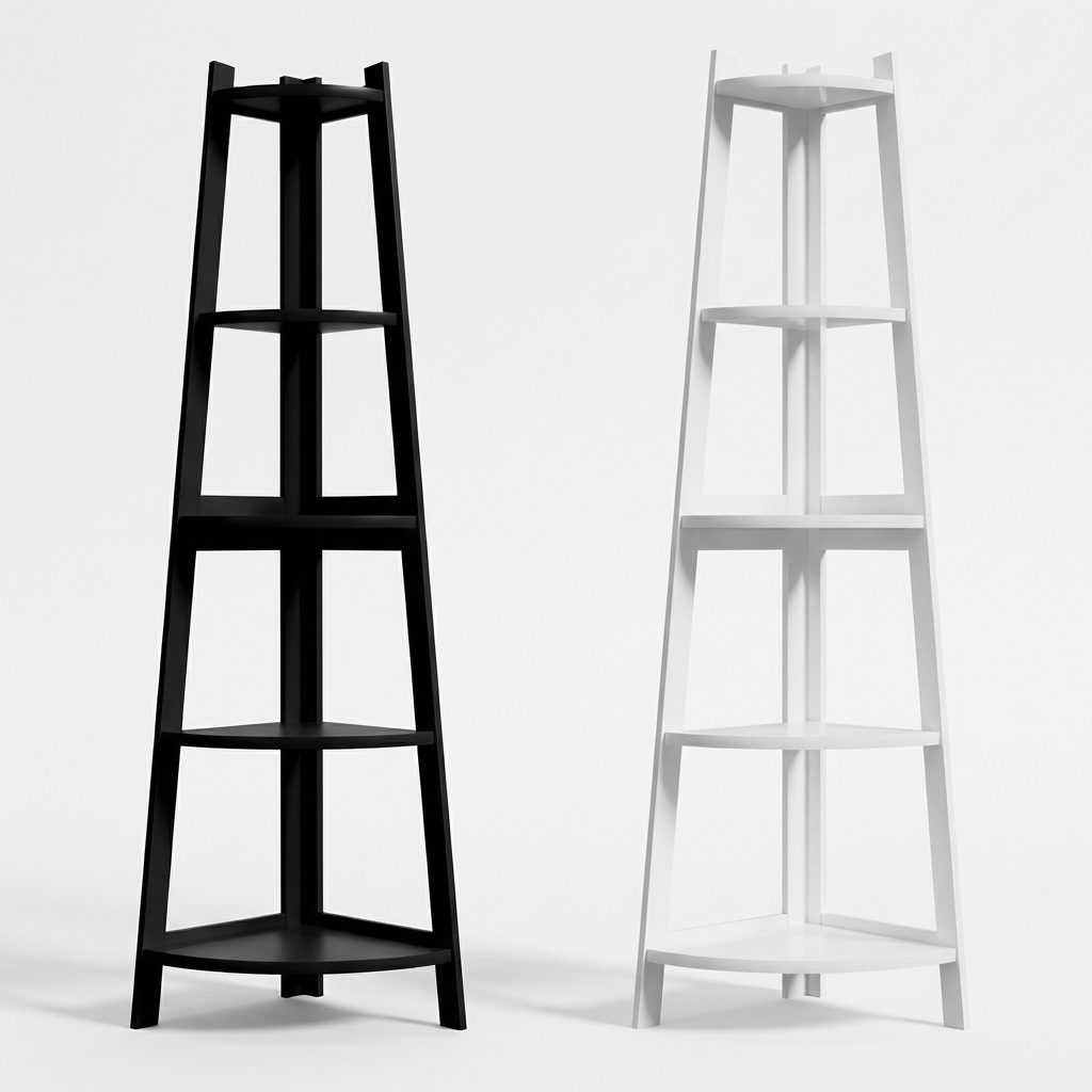 Oikiture Corner Ladder Shelf 5 Tier Bookshelf Display Rack Plant Stand - Sunyee