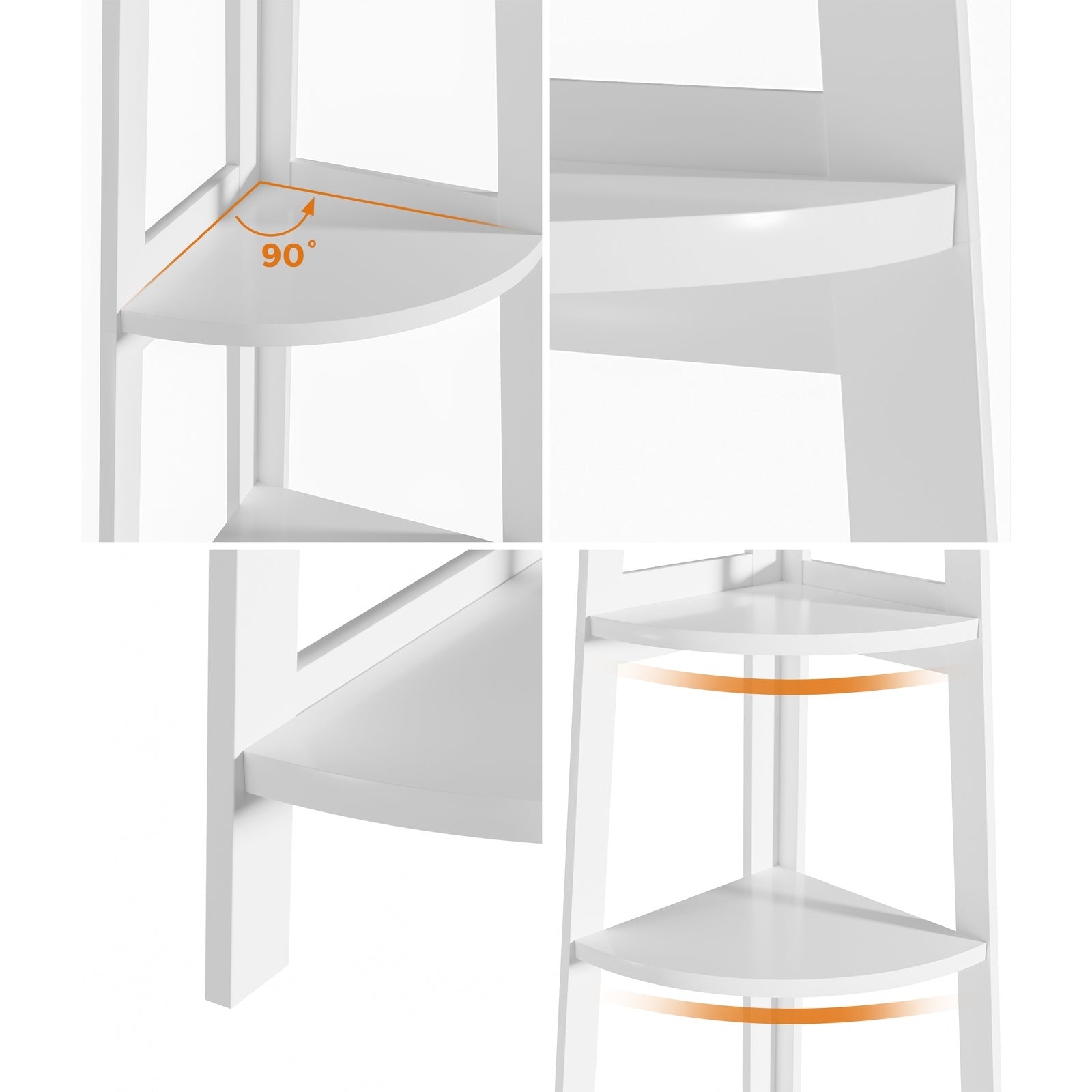 Oikiture Corner Ladder Shelf 5 Tier Bookshelf Display Rack Plant Stand - Sunyee