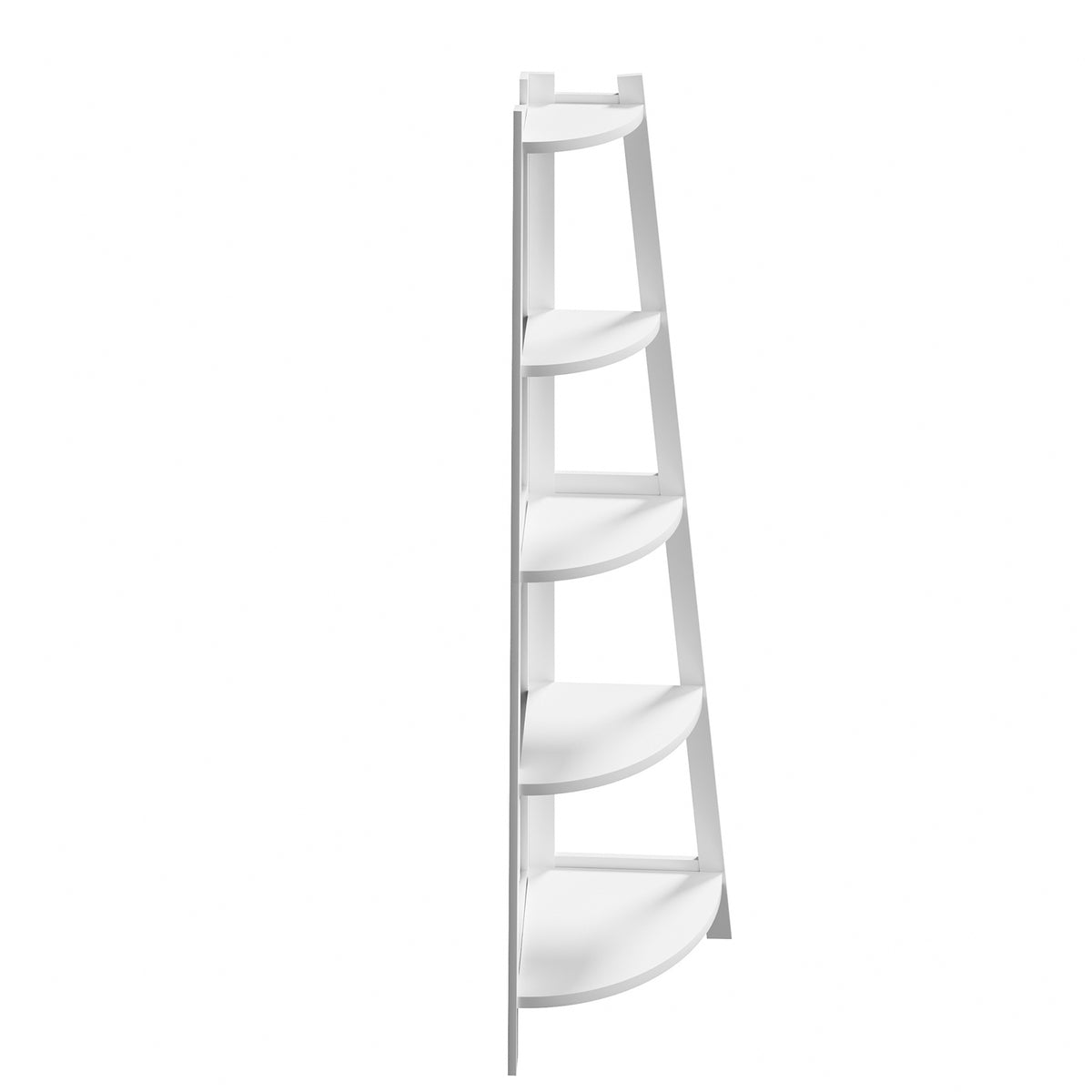Oikiture Corner Ladder Shelf 5 Tier Home Storage Display Stand Bookshelf White - Sunyee