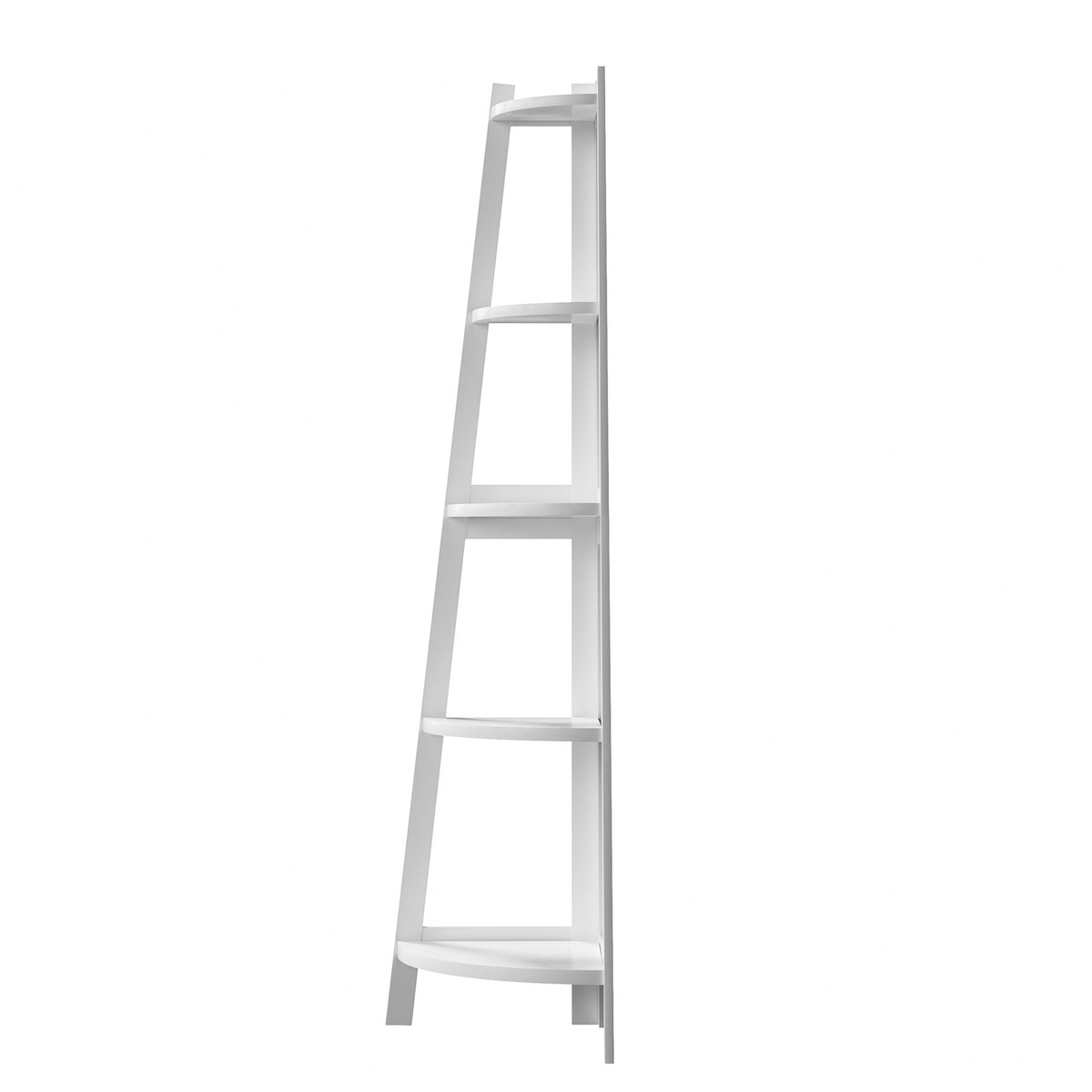 Oikiture Corner Ladder Shelf 5 Tier Home Storage Display Stand Bookshelf White - Sunyee