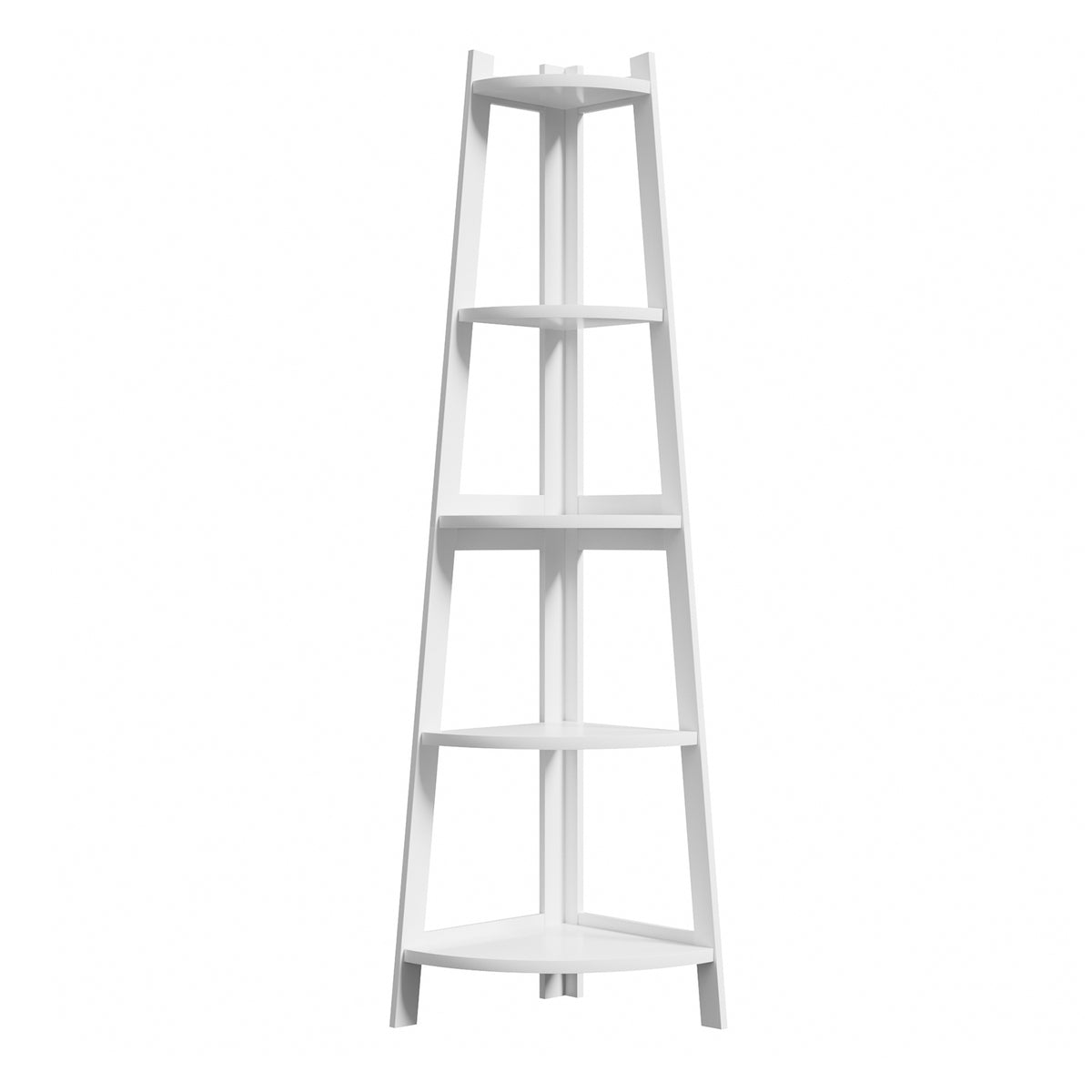 Oikiture Corner Ladder Shelf 5 Tier Home Storage Display Stand Bookshelf White - Sunyee