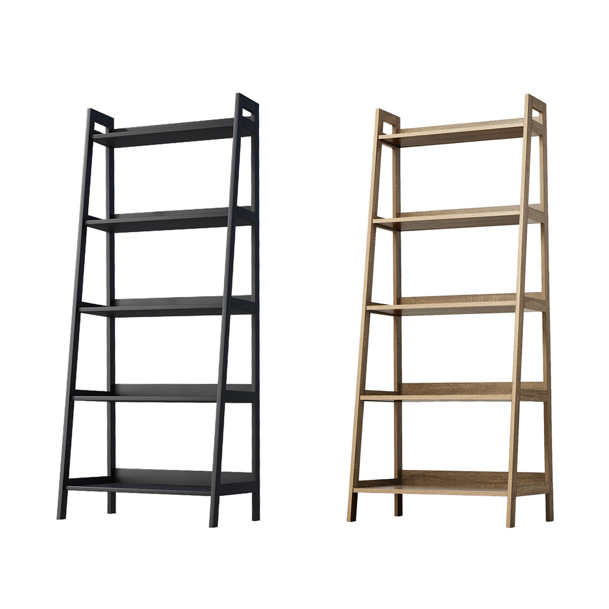 Oikiture Bookshelf 5 Tier Corner Ladder Shelf Home Storage Display Rack