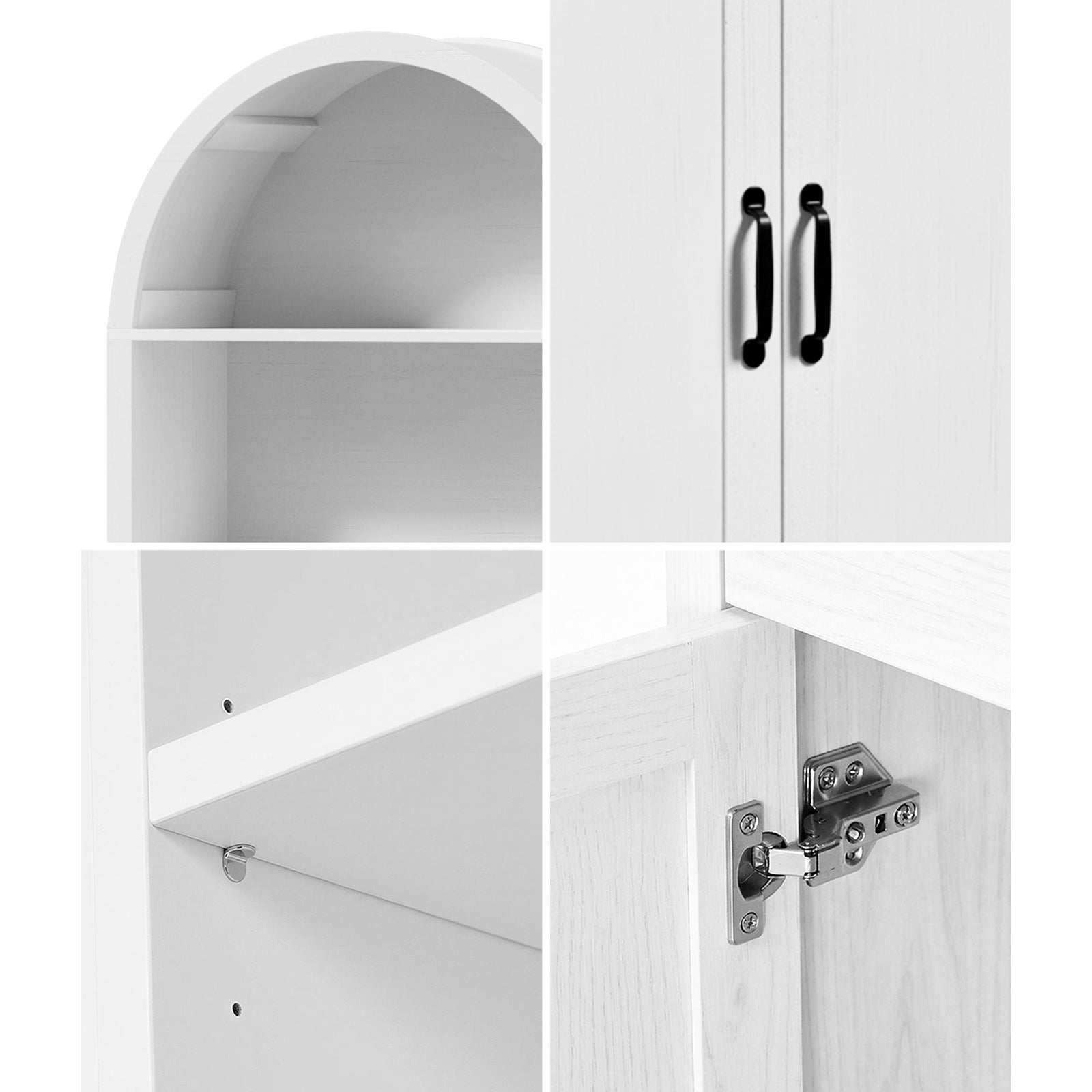 Oikiture Arched Bookshelf Display Shelf Bookcase Bookshelves Storage White - Sunyee