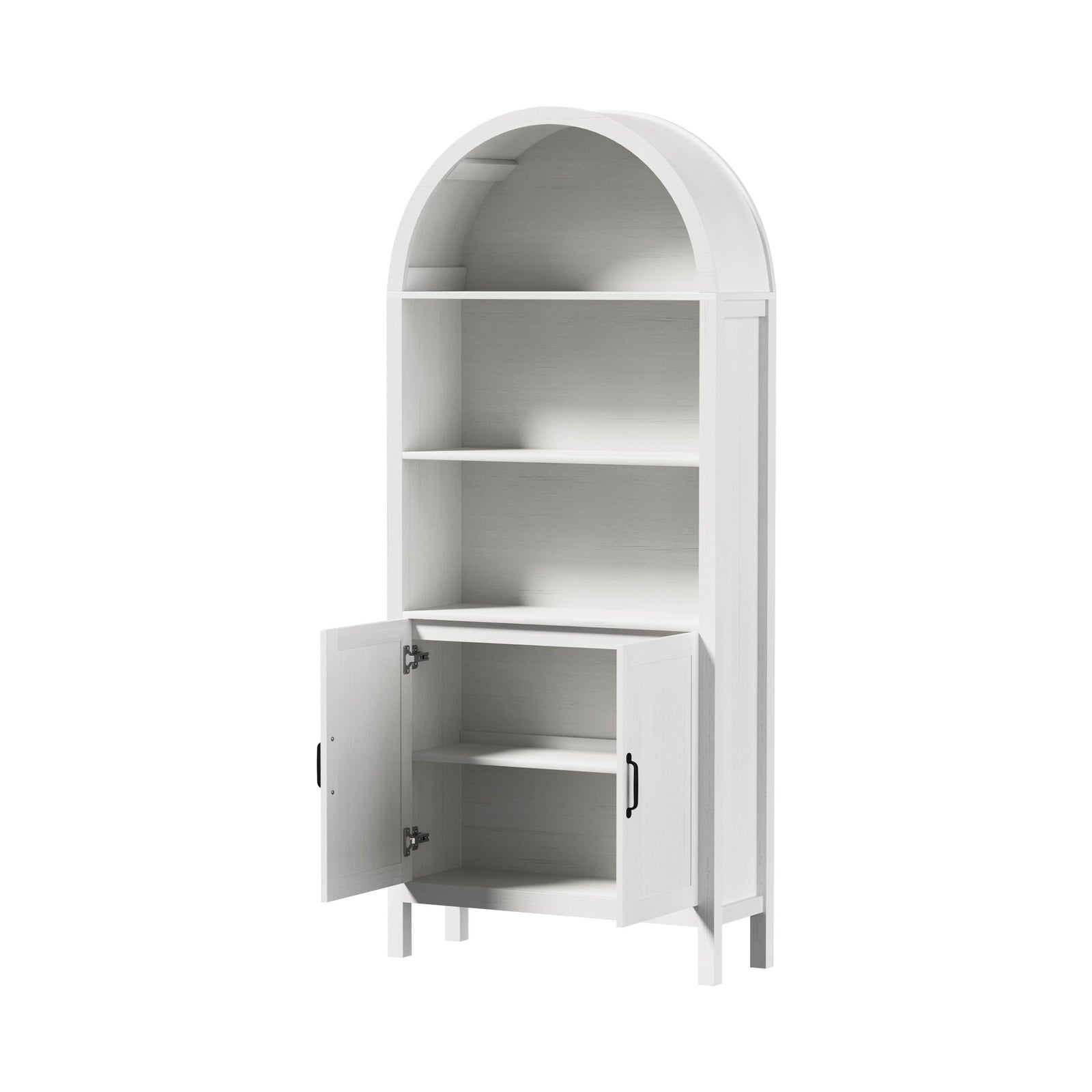 Oikiture Arched Bookshelf Display Shelf Bookcase Bookshelves Storage White - Sunyee