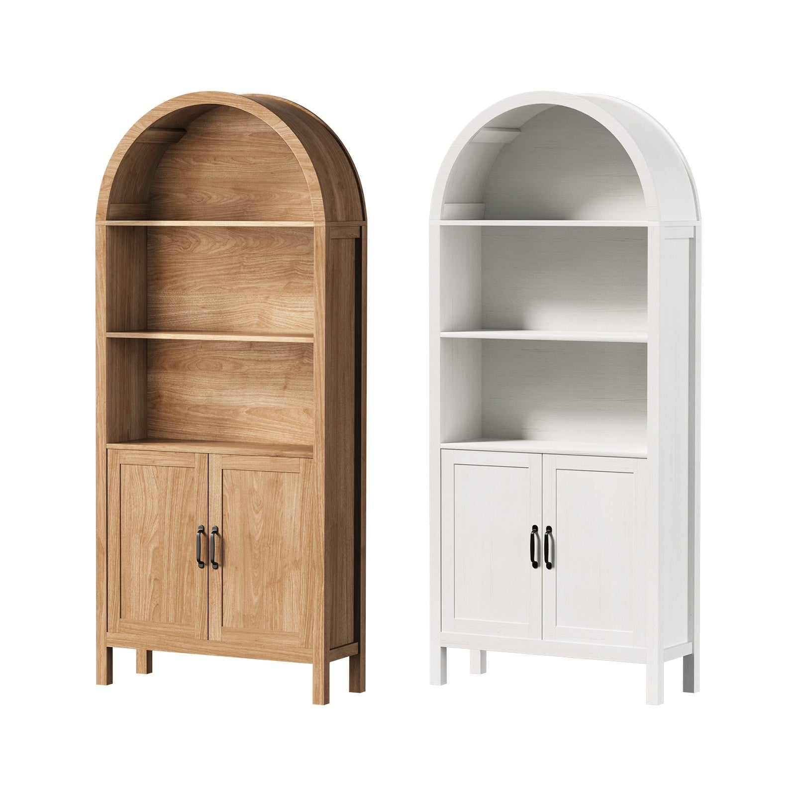 Oikiture Arched Bookshelf Display Shelf Bookcase Bookshelves Storage - Sunyee
