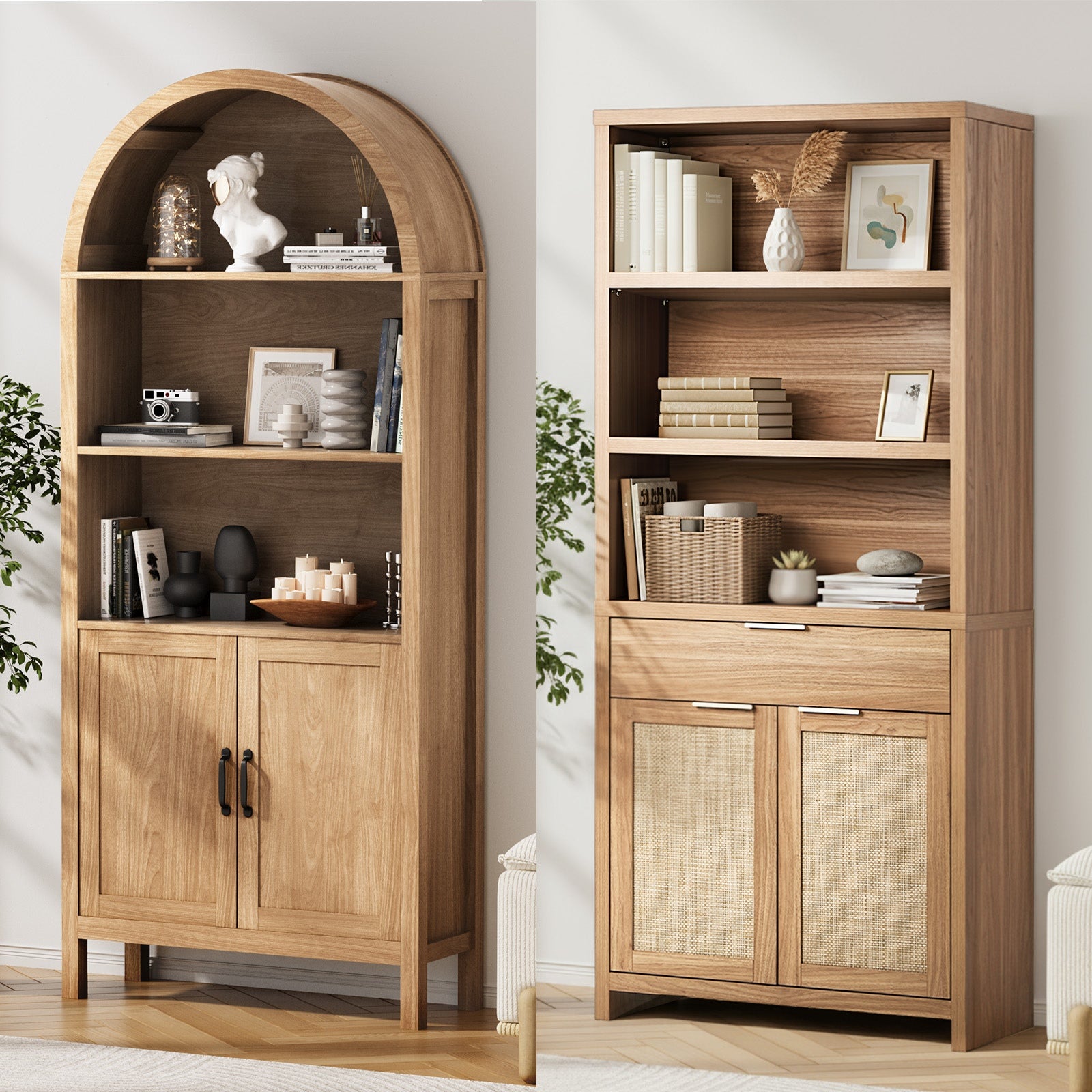 Oikiture Adjustable Bookshel Display Shelf Bookcase Storage Cabinet 5 Tier - Sunyee