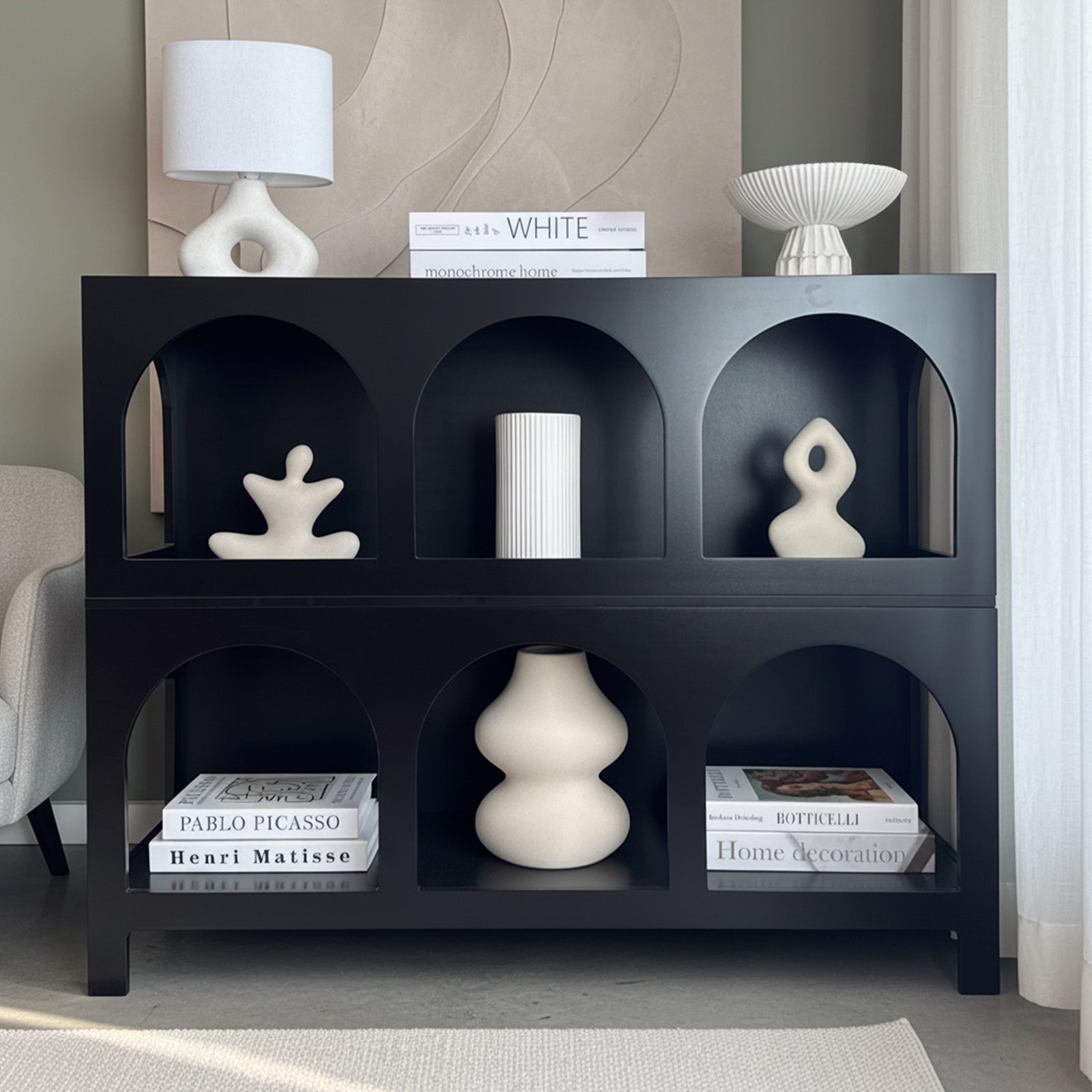 Oikiture Display Shelf Storage Stand Shelving Unit Bookcase Bookshelf Black