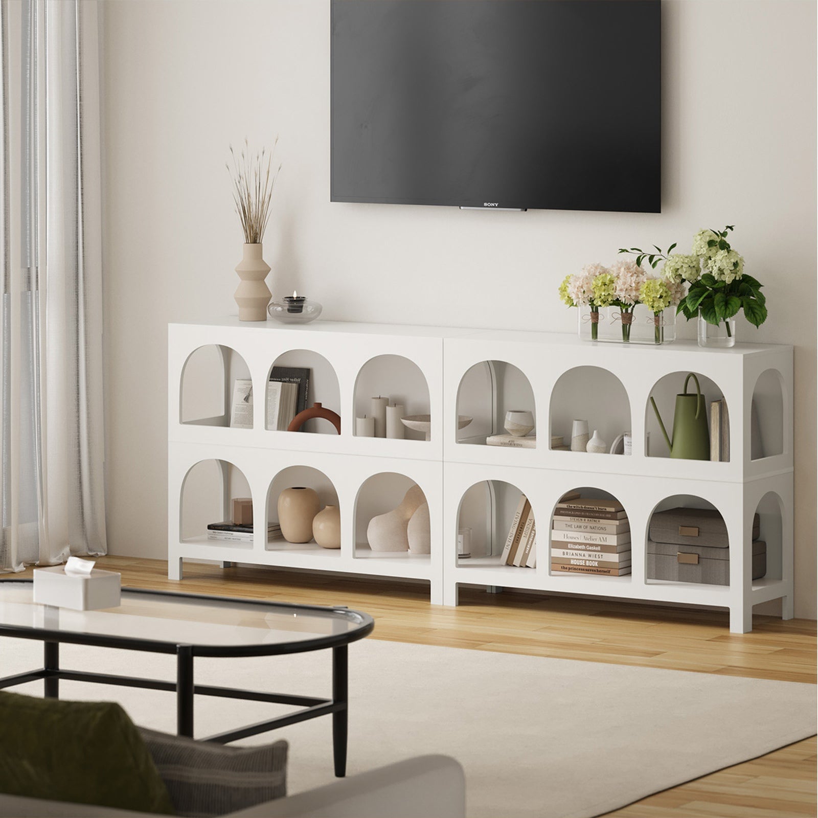 Oikiture Shelving Unit Display Shelf Storage Stand Bookcase Bookshelf - Sunyee