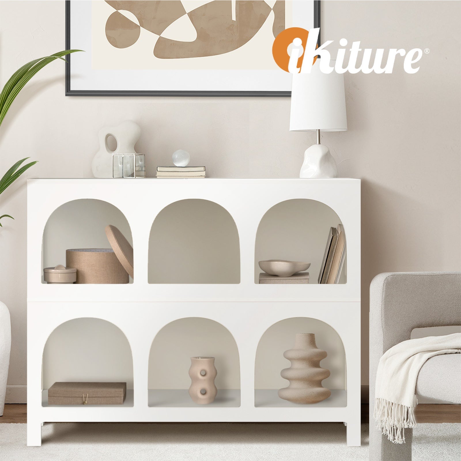 Oikiture Display Shelf Storage Stand Shelving Unit Bookcase Bookshelf White - Sunyee