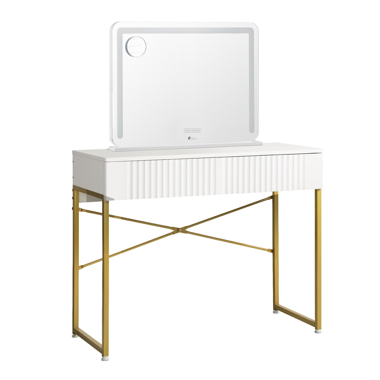 Oikiture Dressing Table Bluetooth Hollywood Makeup Mirror 80x62cm Vanity Mirrors - Sunyee