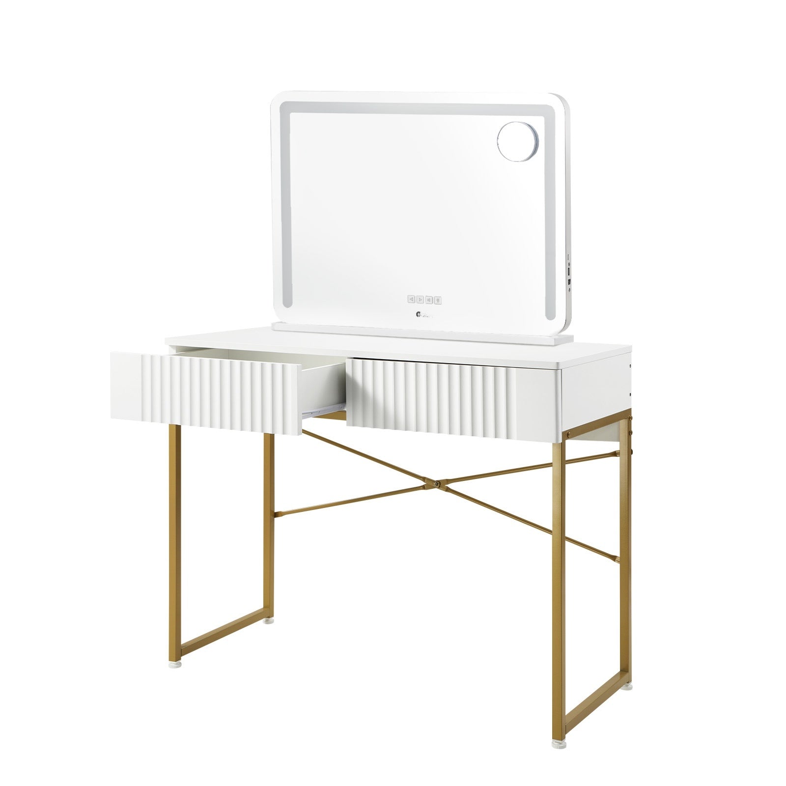 Oikiture Dressing Table Bluetooth Hollywood Makeup Mirror 80x62cm Vanity Mirrors - Sunyee