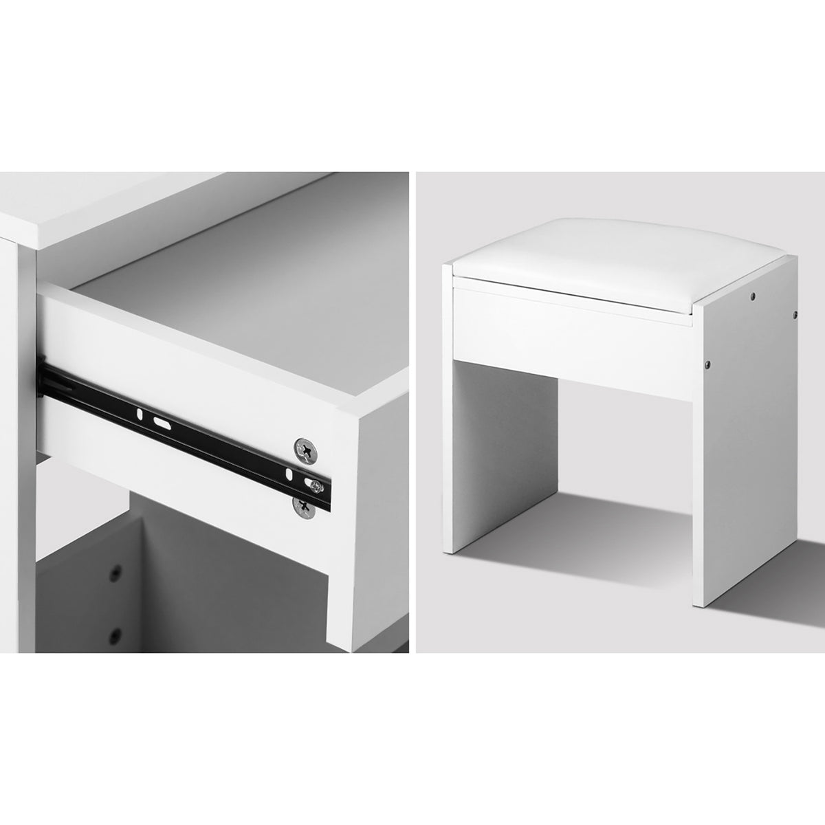 Oikiture Dressing Table Stool Set Makeup Desk Mirror Storage 12 LED Bulbs - Sunyee