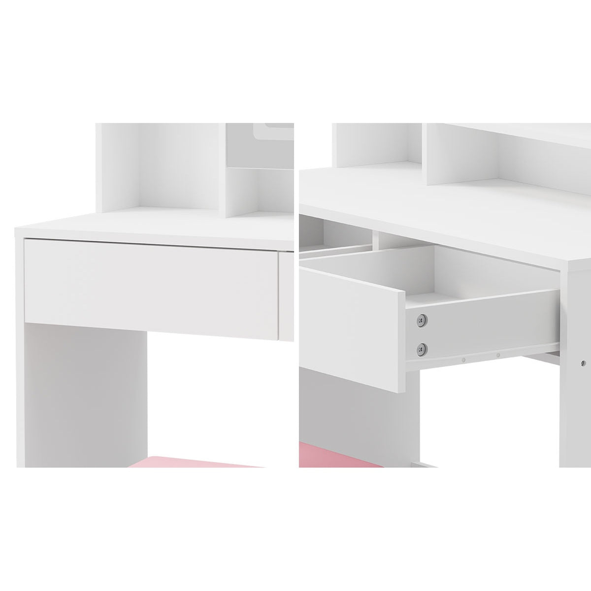 Oikiture Dressing Table Set Touch Control LED Mirror with Charging Station White