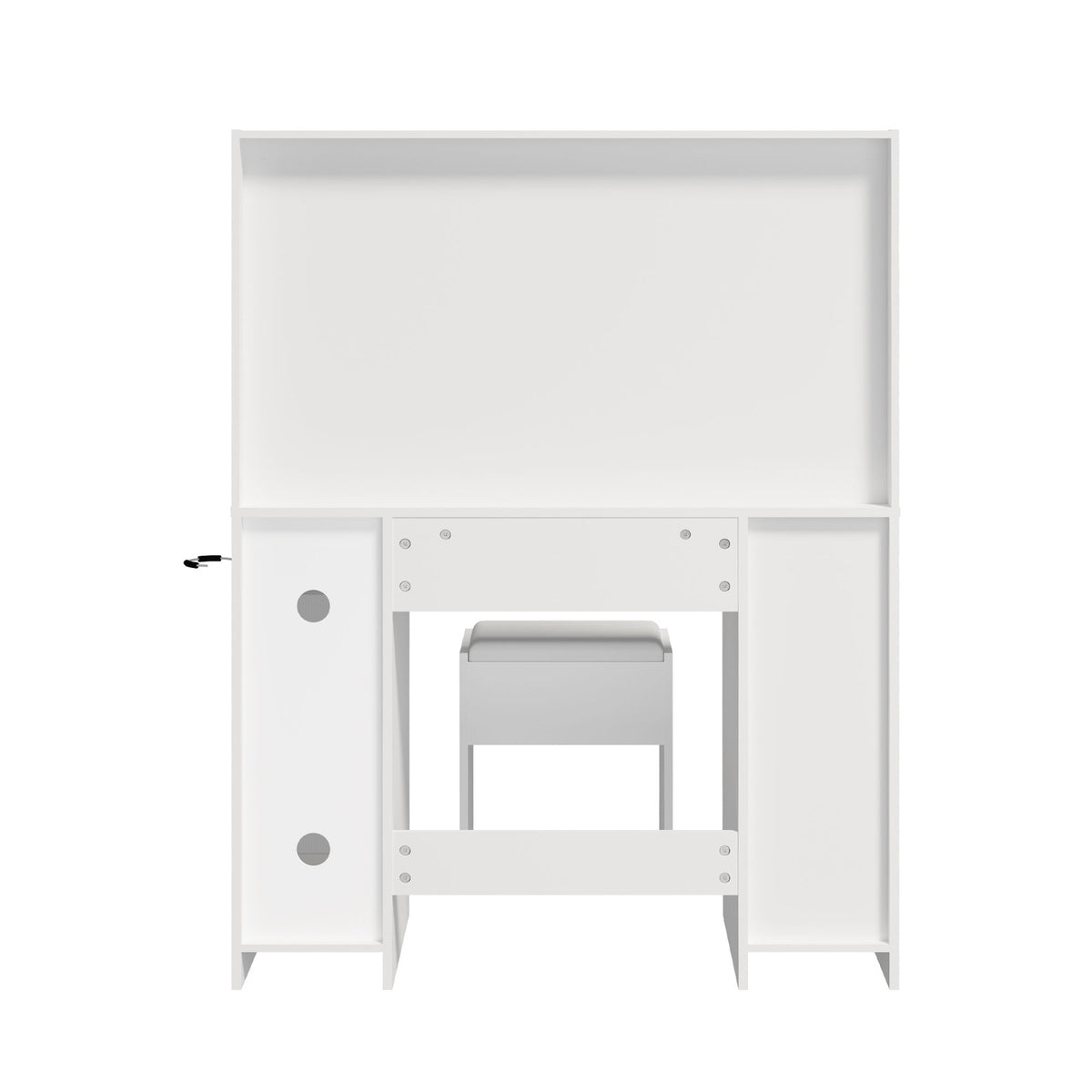 Oikiture Dressing Table Set 11 LED Bulbs Glass Tabletop Shelves & Drawers White
