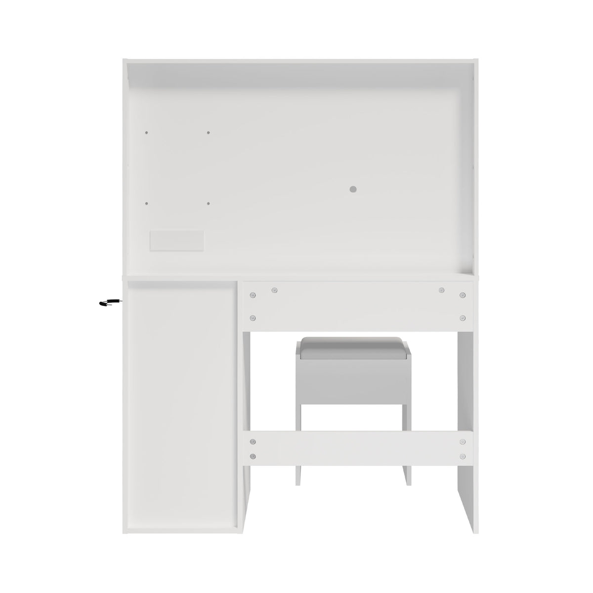 Oikiture Dressing Table Set LED Lights Glass Tabletop 5 Drawers White