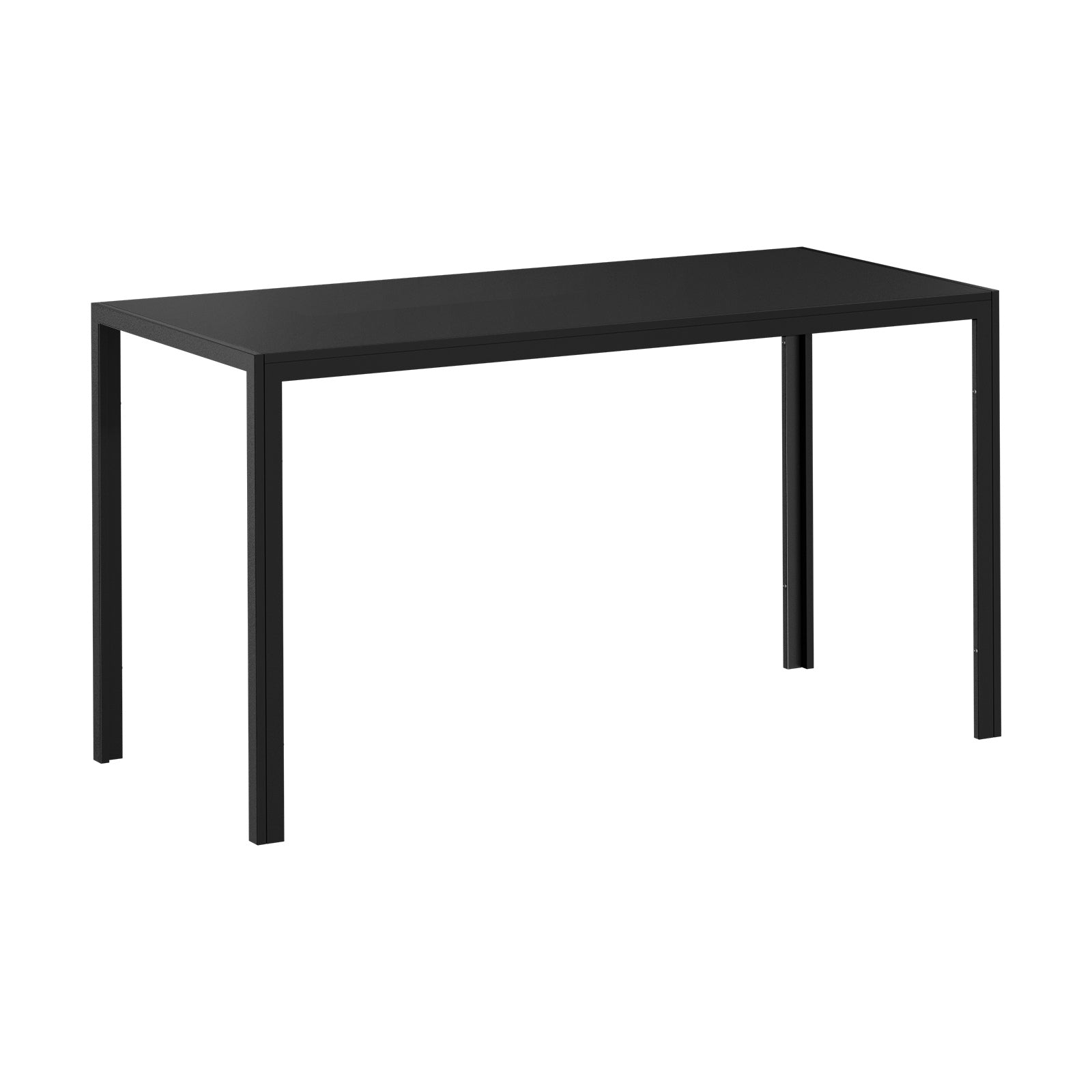 Oikiture 140cm Dining Table Rectangular Kitchen Table with Metal Leg Black - Sunyee