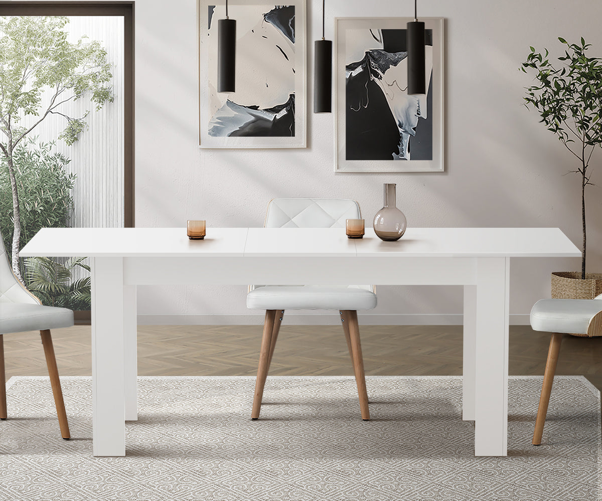 Oikiture 200cm Extendable Dining Table Kitchen Restaurant Cafe Table White