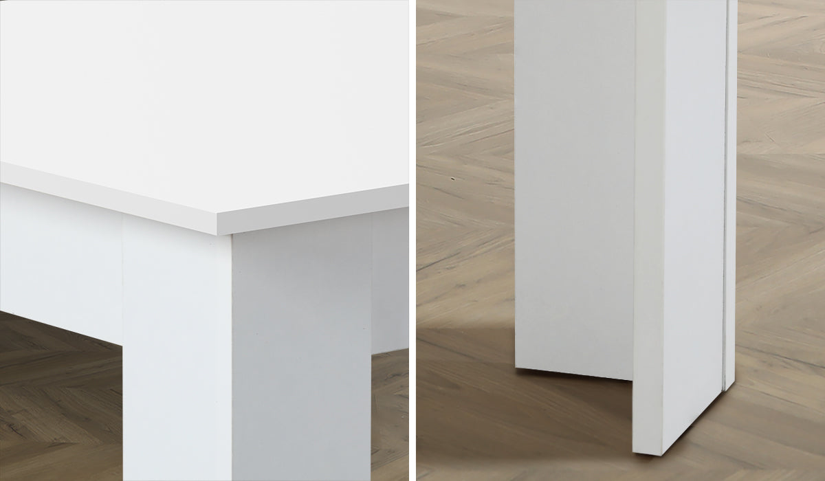 Oikiture 200cm Extendable Dining Table Kitchen Restaurant Cafe Table White