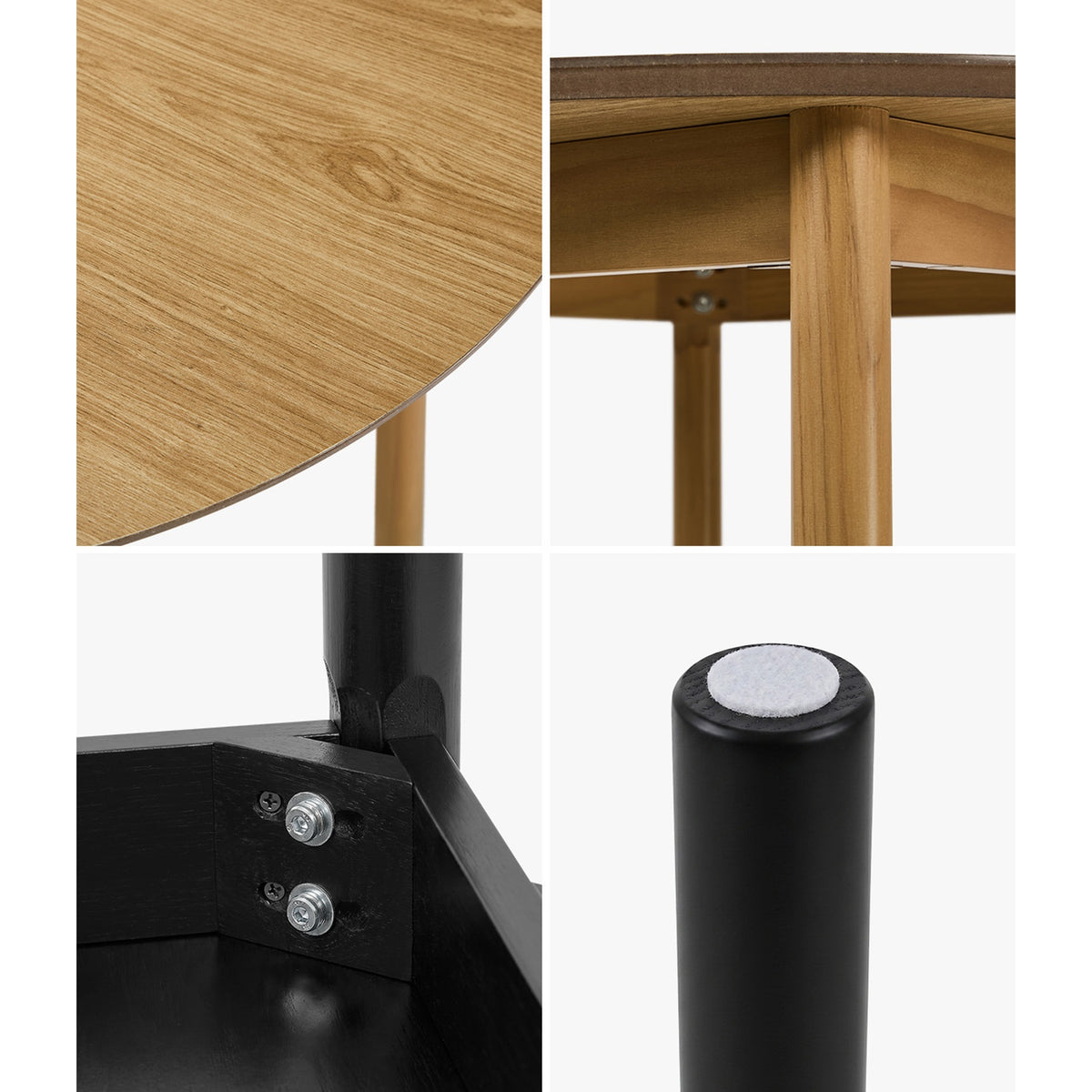 Oikiture Wooden Dining Table 100cm Round Table 4 Seater Pine Wood Legs