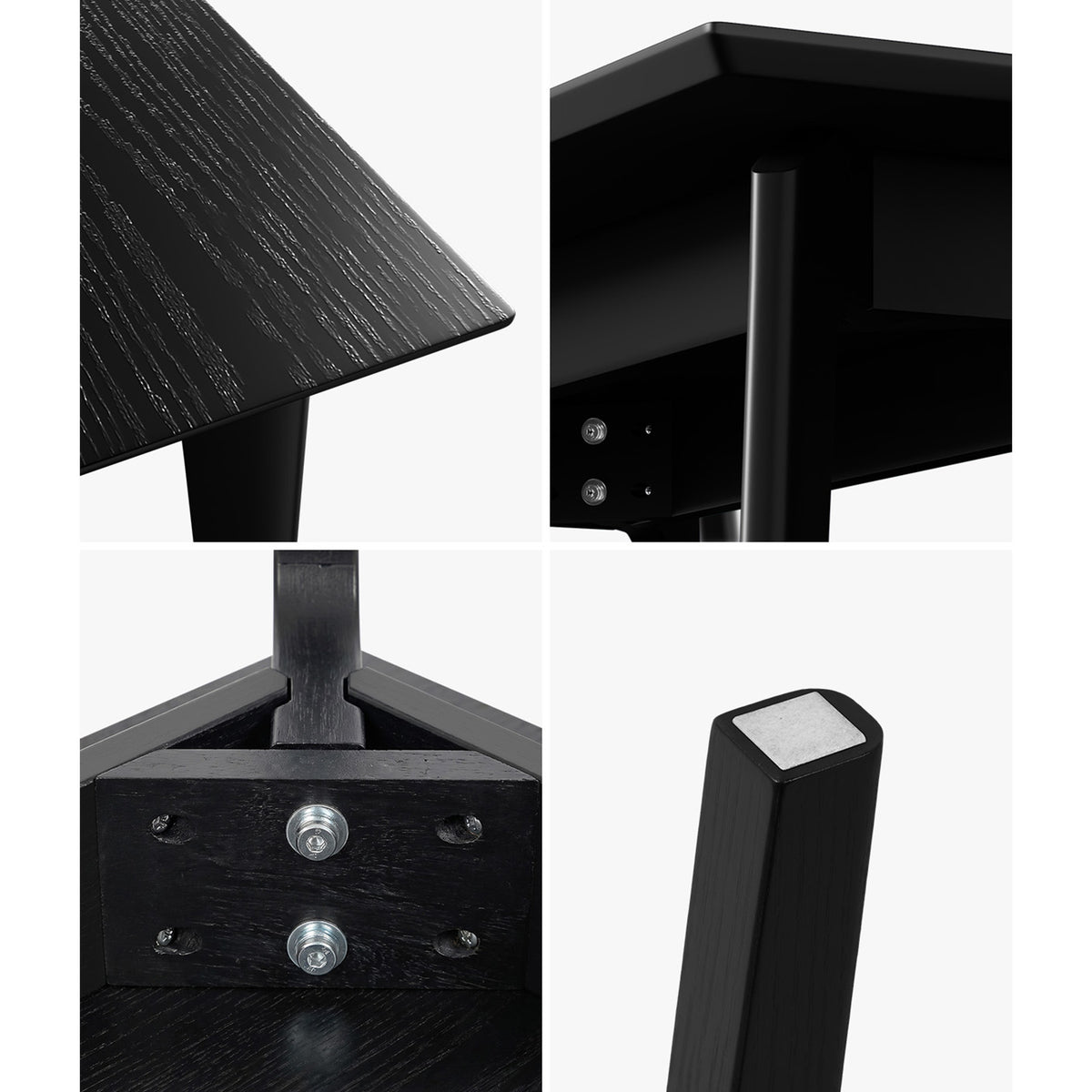 Oikiture Wooden Dining Table 120cm Rectangular 4 Seater Pinewood Legs Black