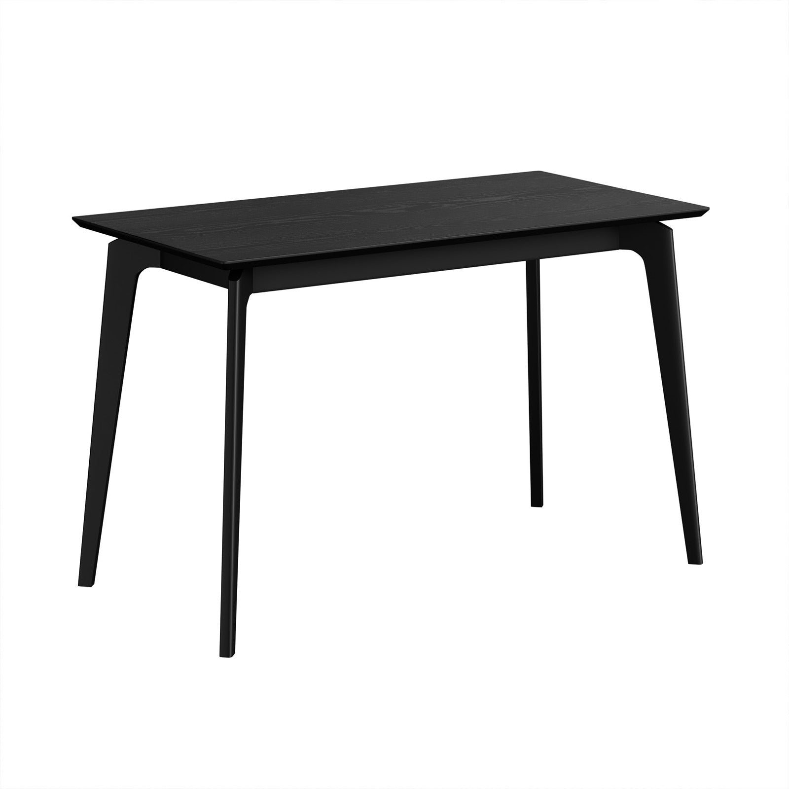 Oikiture Wooden Dining Table 120cm Rectangular 4 Seater Pinewood Legs Black