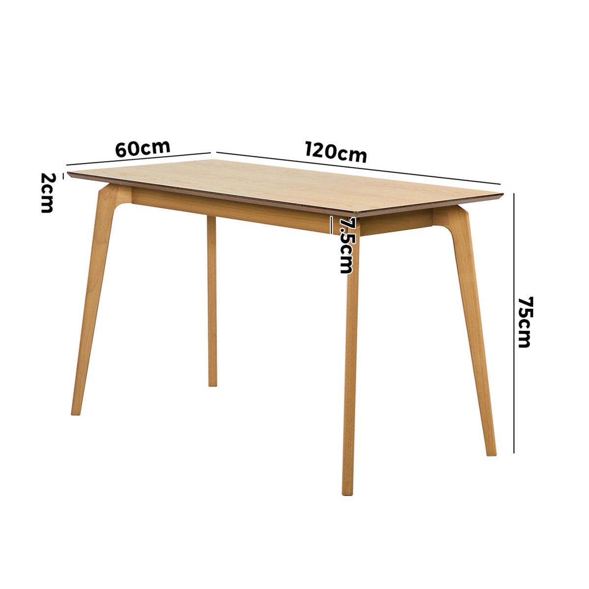 Oikiture Wooden Dining Table 120cm Rectangular 4 Seater Pinewood Legs Natural