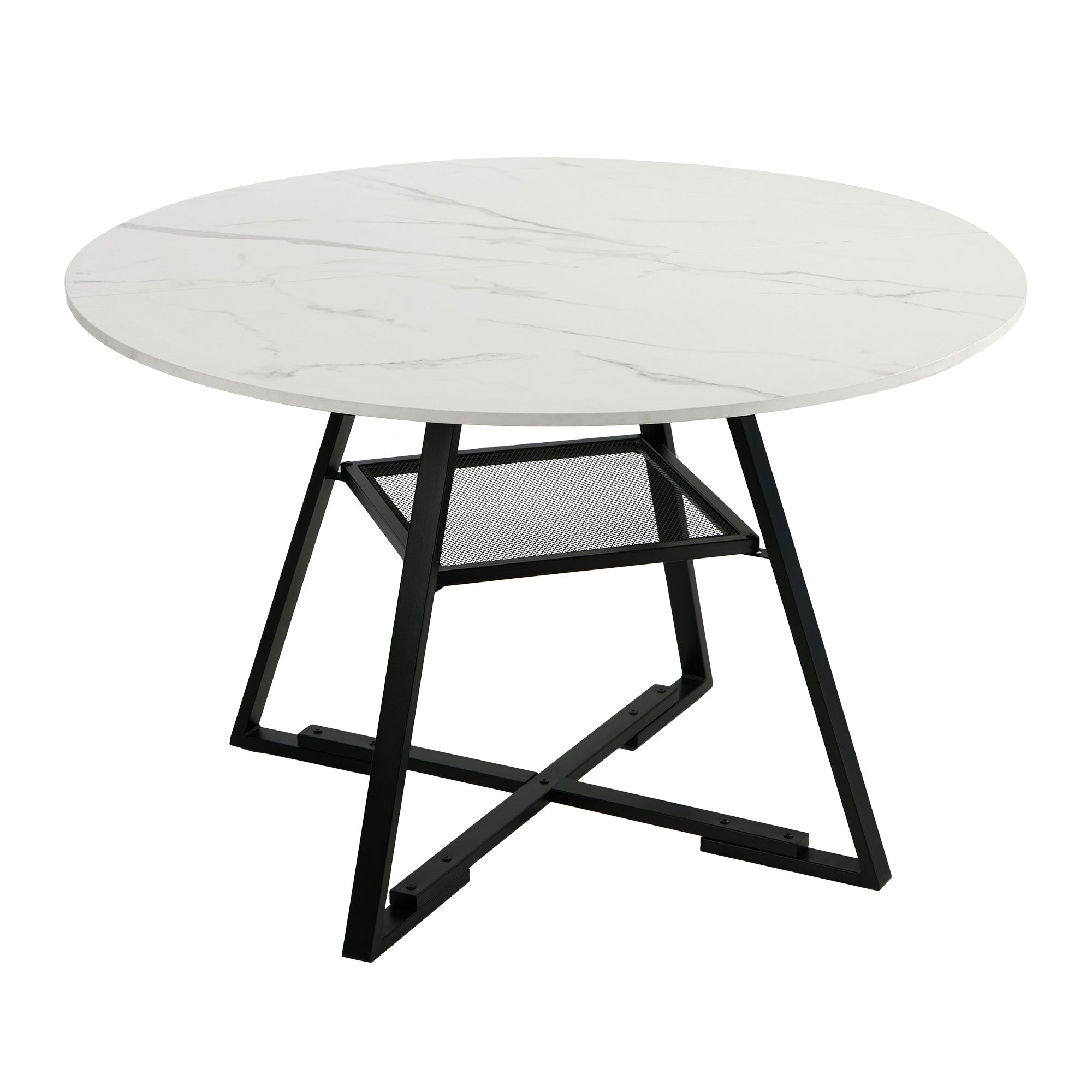 Oikiture 120cm Round Dining Table Marble-like Wooden Kitchen Furniture - Sunyee