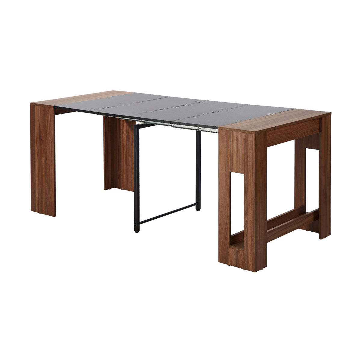 Oikiture 180cm Extendable Dining Table Wooden Kitchen Furniture Walunt&Black - Sunyee