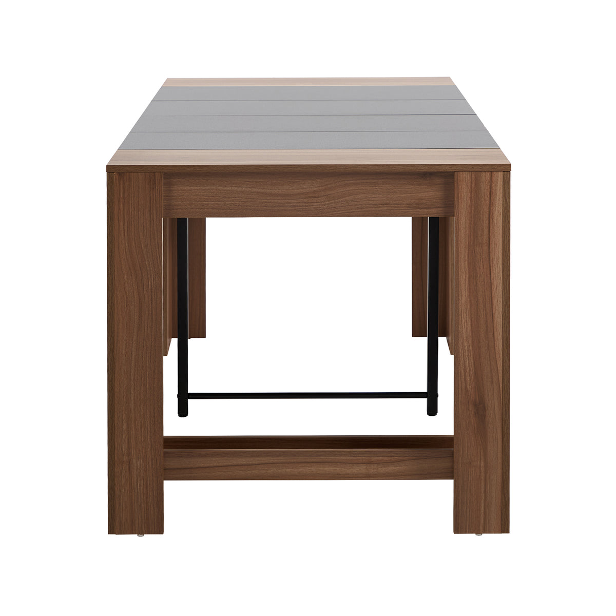 Oikiture 180cm Extendable Dining Table Wooden Kitchen Furniture Walunt&Black - Sunyee