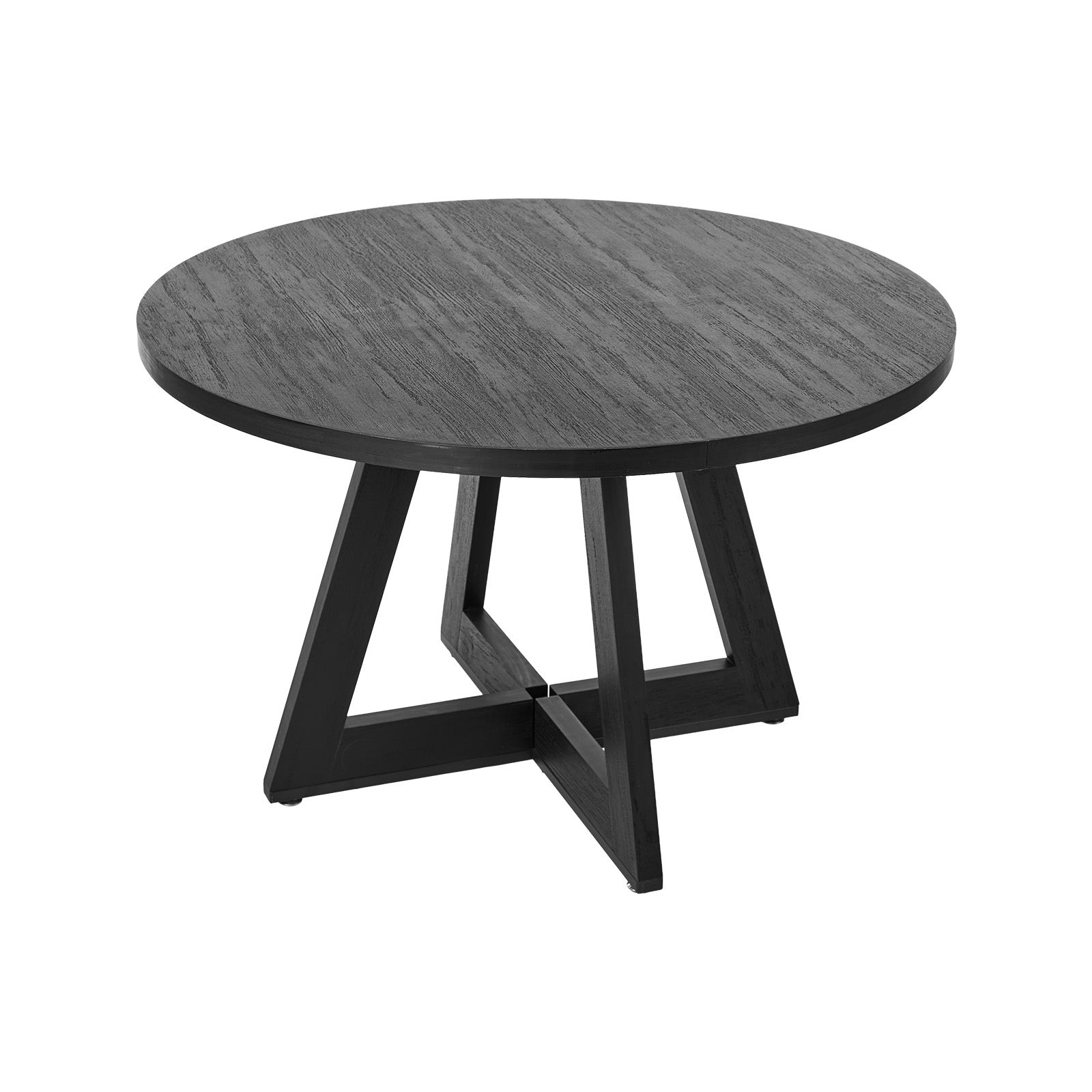 Oikiture 120cm Round Dining Table Wooden Kitchen Furniture Black - Sunyee