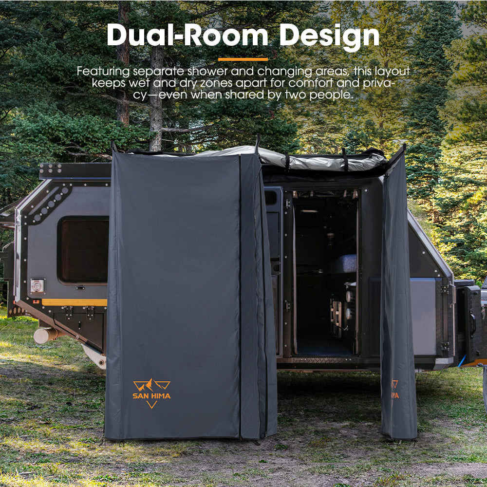 San Hima Dual Shower Awning Instant Ensuite Tent Fold-Out Camping Change Room - Sunyee