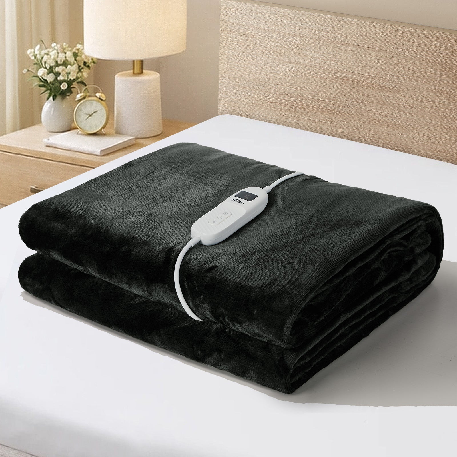 Bedra Electric Throw Rug Washable Heated Blanket Flannel Winter Warm Charcoal - Sunyee