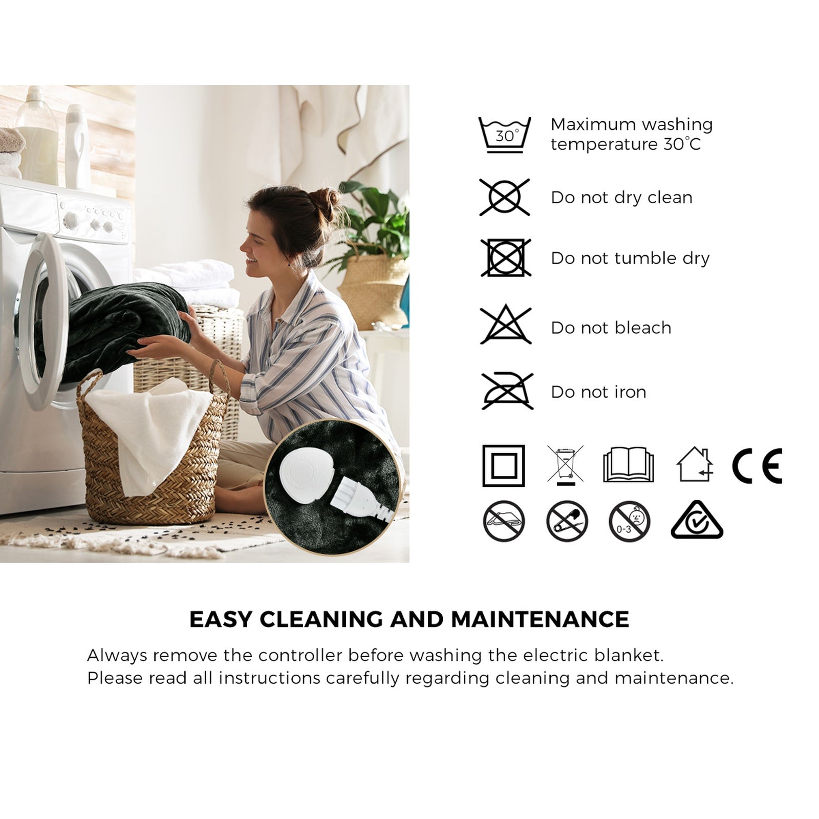 Bedra Electric Throw Rug Washable Heated Blanket Flannel Winter Warm Charcoal - Sunyee