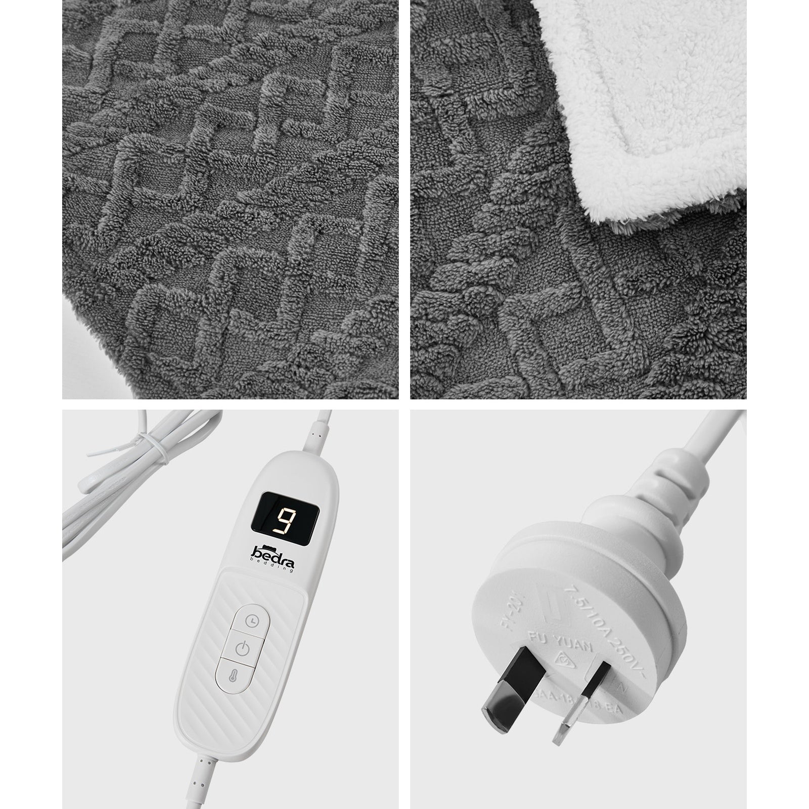 Bedra Electric Throw Rug Dual Side Heated Blanket Flannel&Sherpa Square Pattern - Sunyee